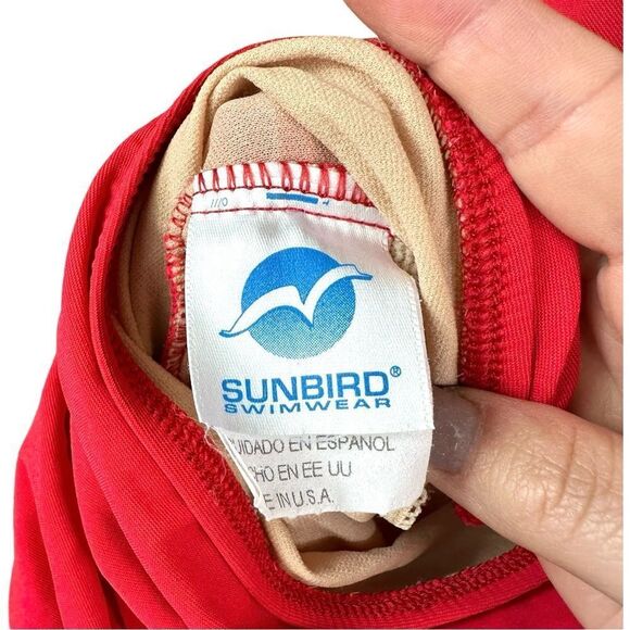 Vintage Sunbird Swimwear Bright Red Halter Top Swim Dress Plus Size 20 - Picture 8 of 9